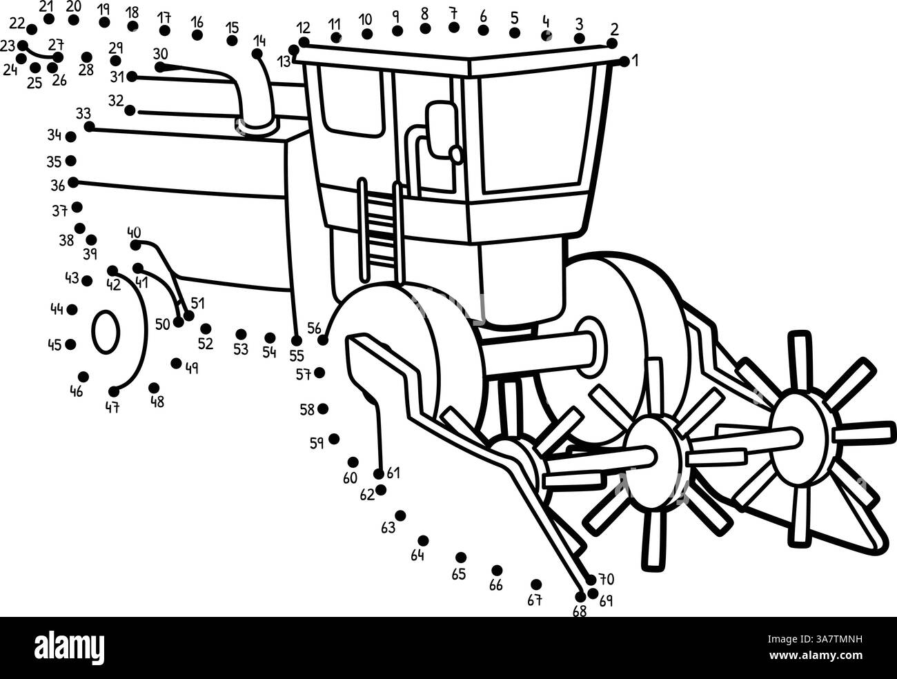 Moissonneuse-batteuse point à point isolée Illustration de Vecteur