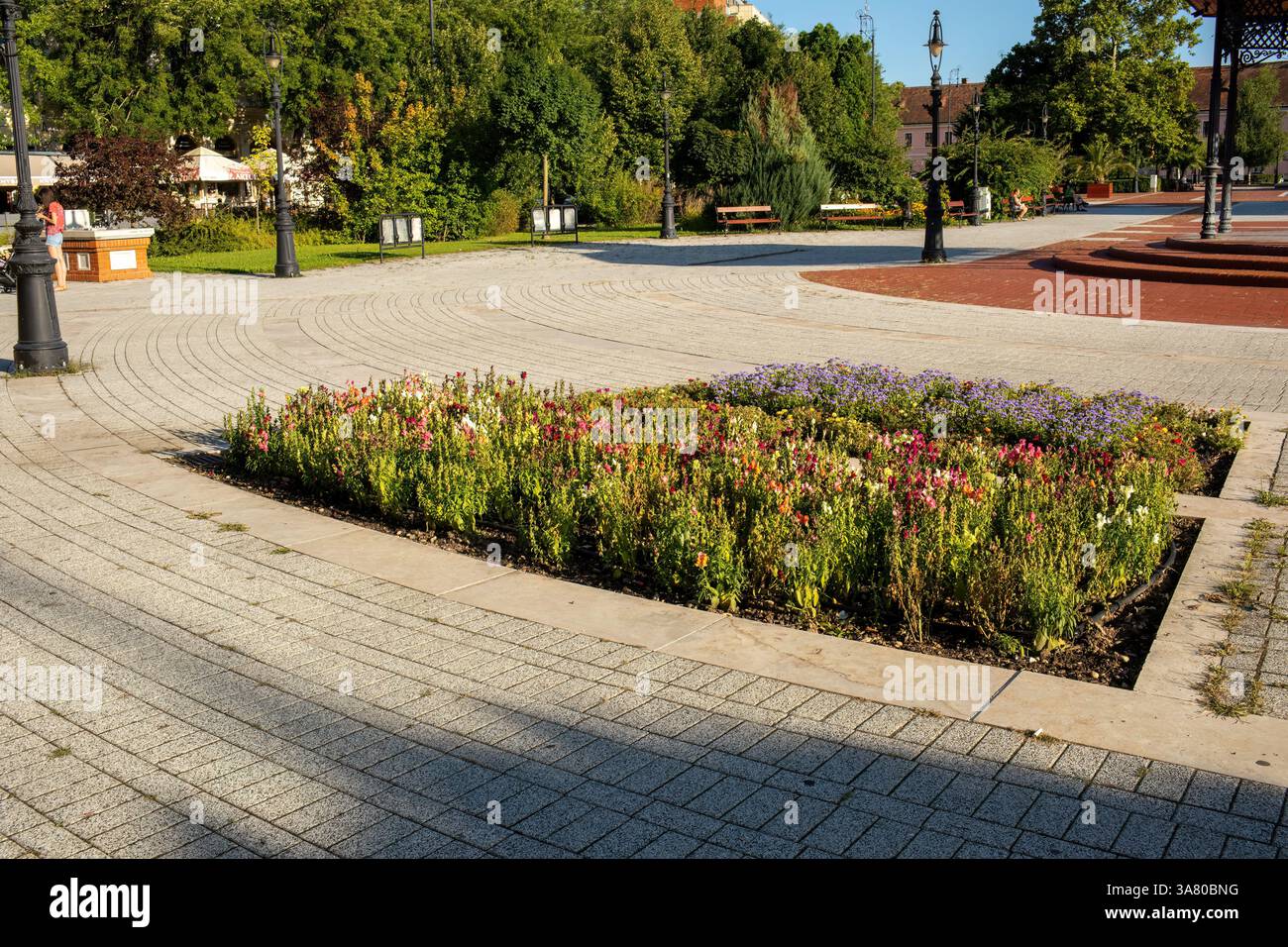 Nagykanisza, Hongrie - 3 août 2023 : place Erzsebet dans le centre-ville Banque D'Images