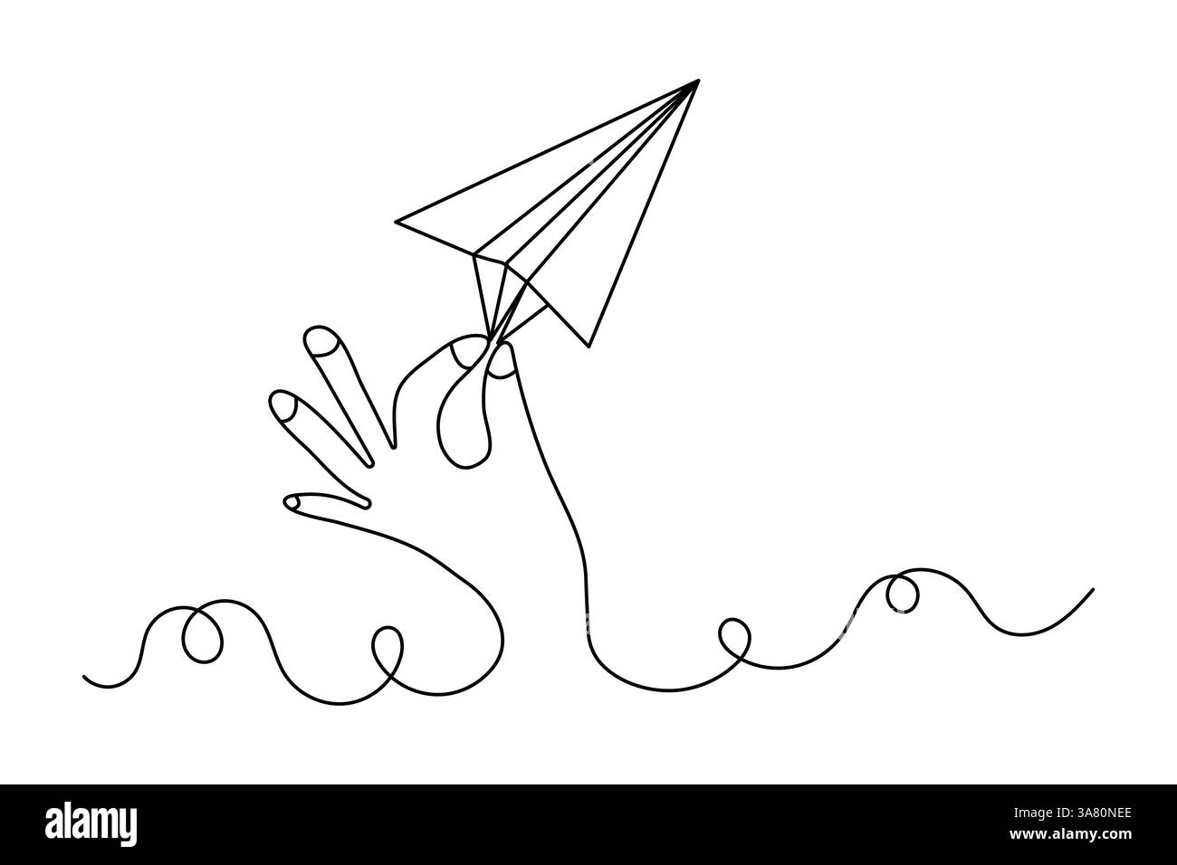 Dessin au trait unique continu de plan papier et conception vectorielle de contour isolé Illustration de Vecteur