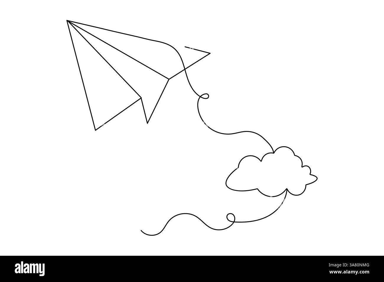 Dessin au trait unique continu de plan papier et conception vectorielle de contour isolé Illustration de Vecteur