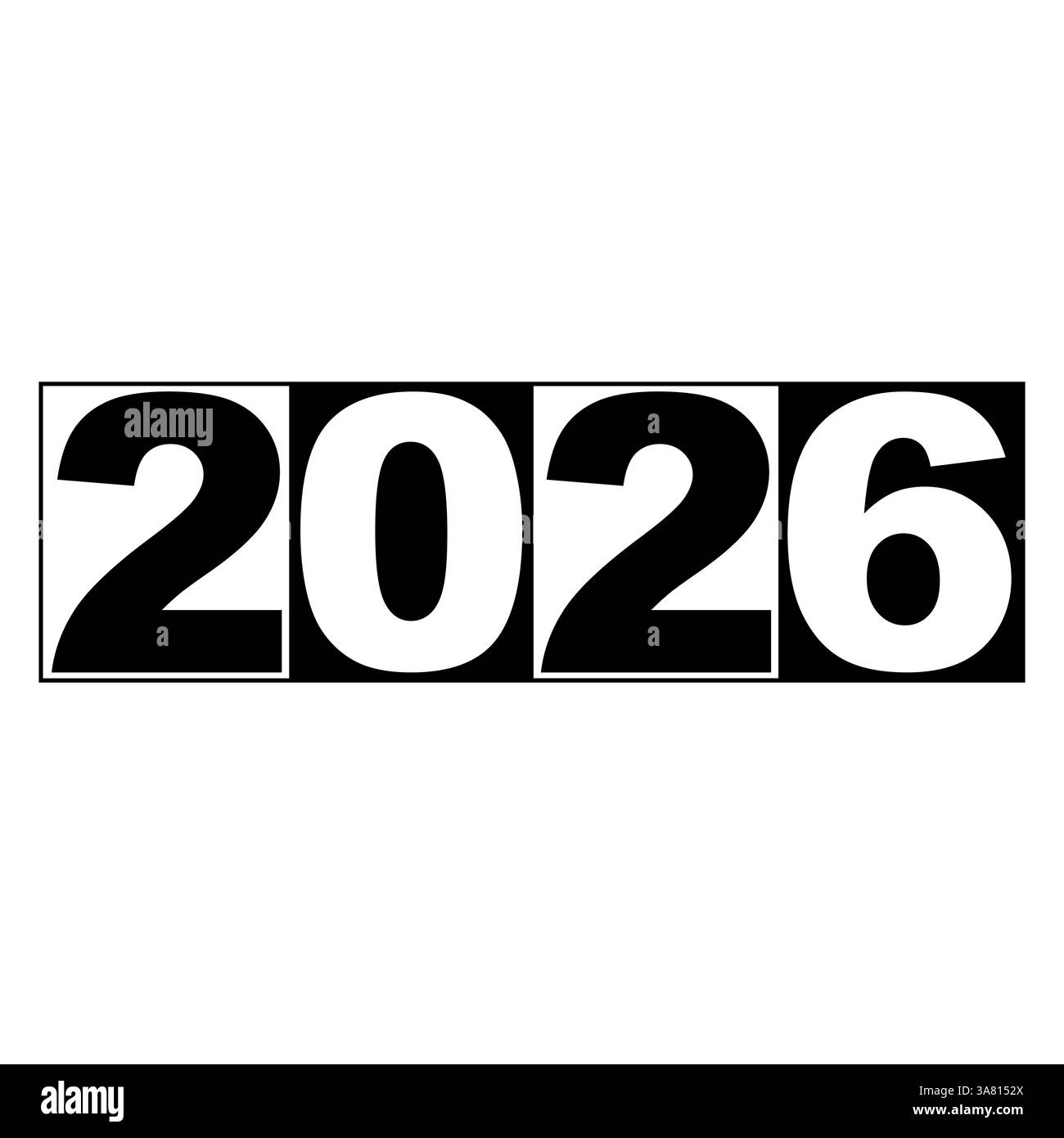 Numéros audacieux du nouvel an 2026, dans le style noir et blanc Illustration de Vecteur