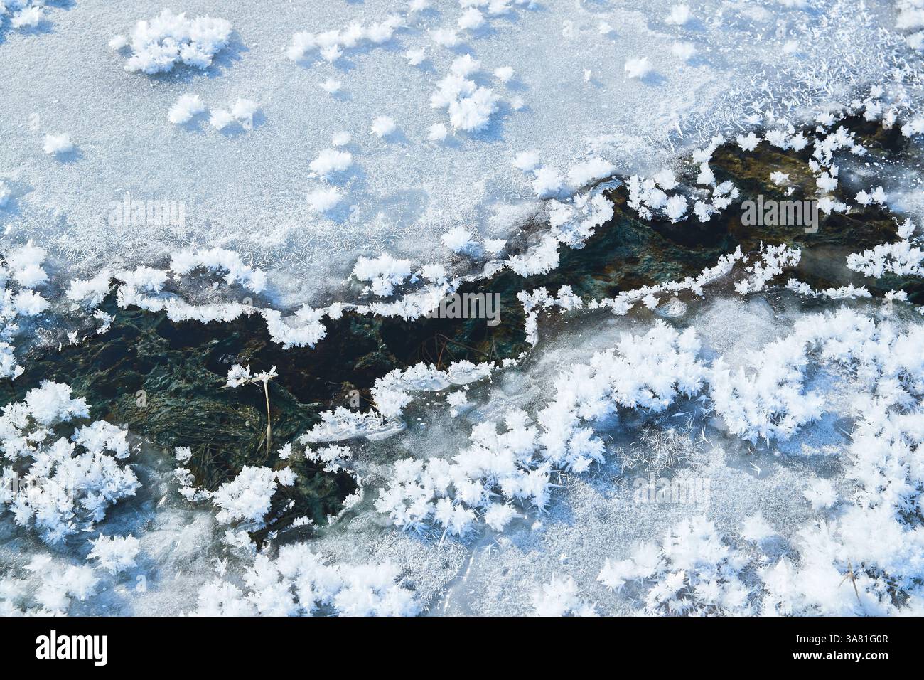 Roche gelée avec cristaux de glace Banque D'Images