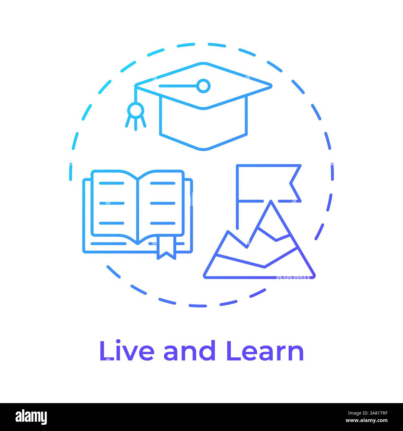 Icône de concept de dégradé bleu Live Learn Illustration de Vecteur