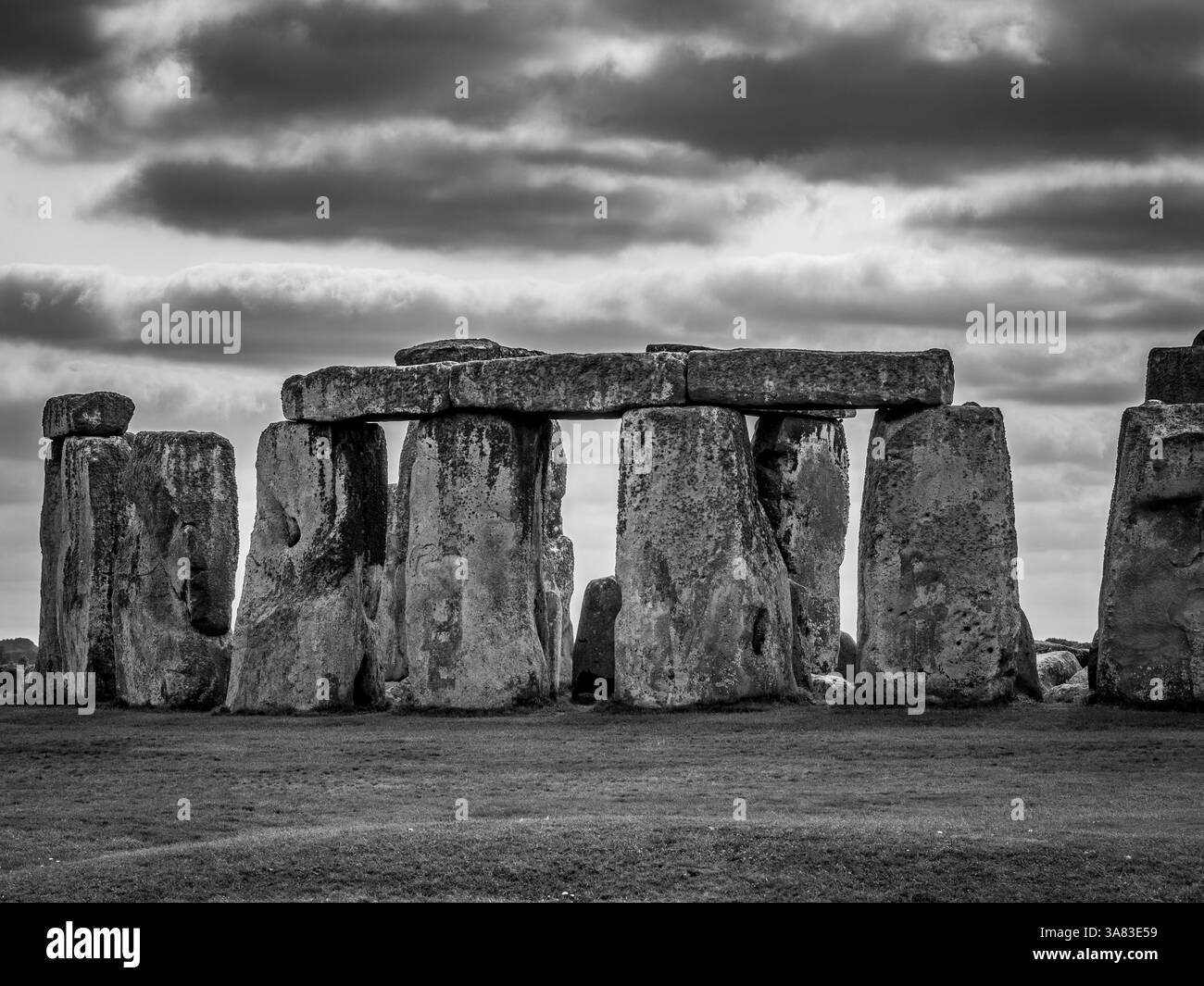 Stonehenge capturé en noir et blanc, Banque D'Images
