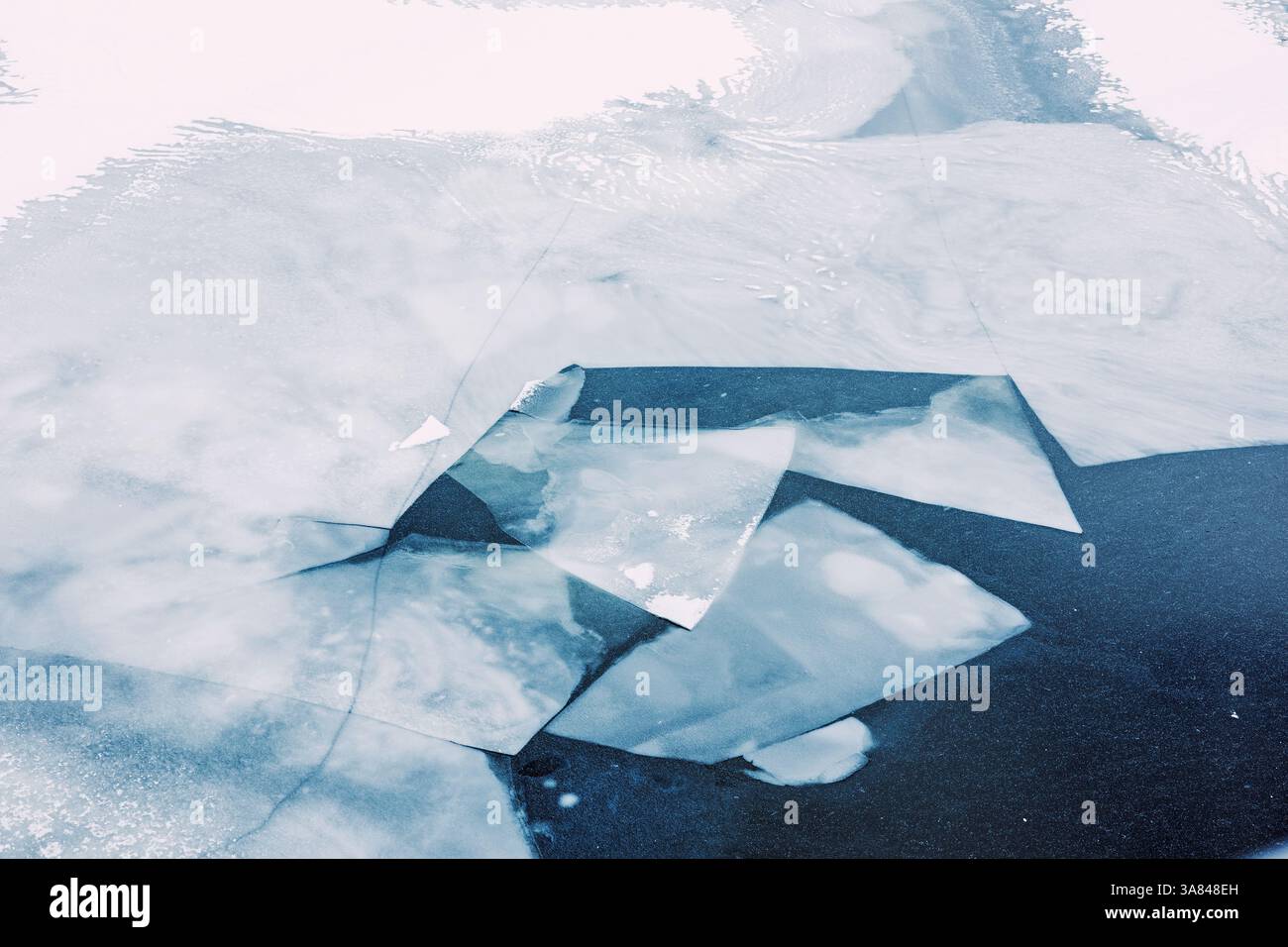 Texture de glace sur la rivière Banque D'Images
