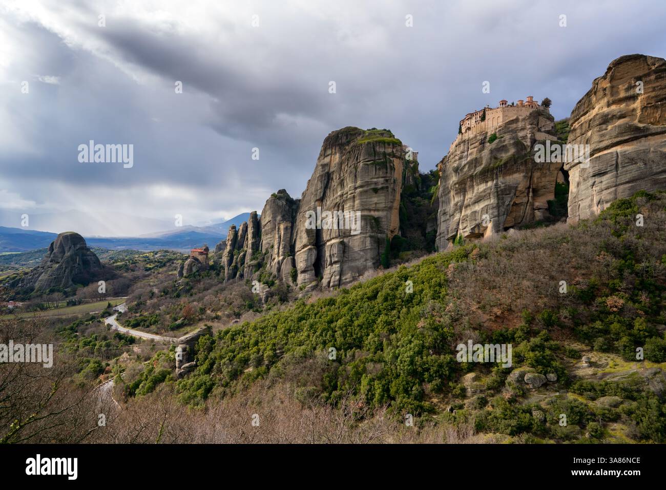 Météores, ancien monastère Saint de Varlaam et Saint Nicolas Anapafsas, UNESCO, Kalabaka, Grèce Banque D'Images