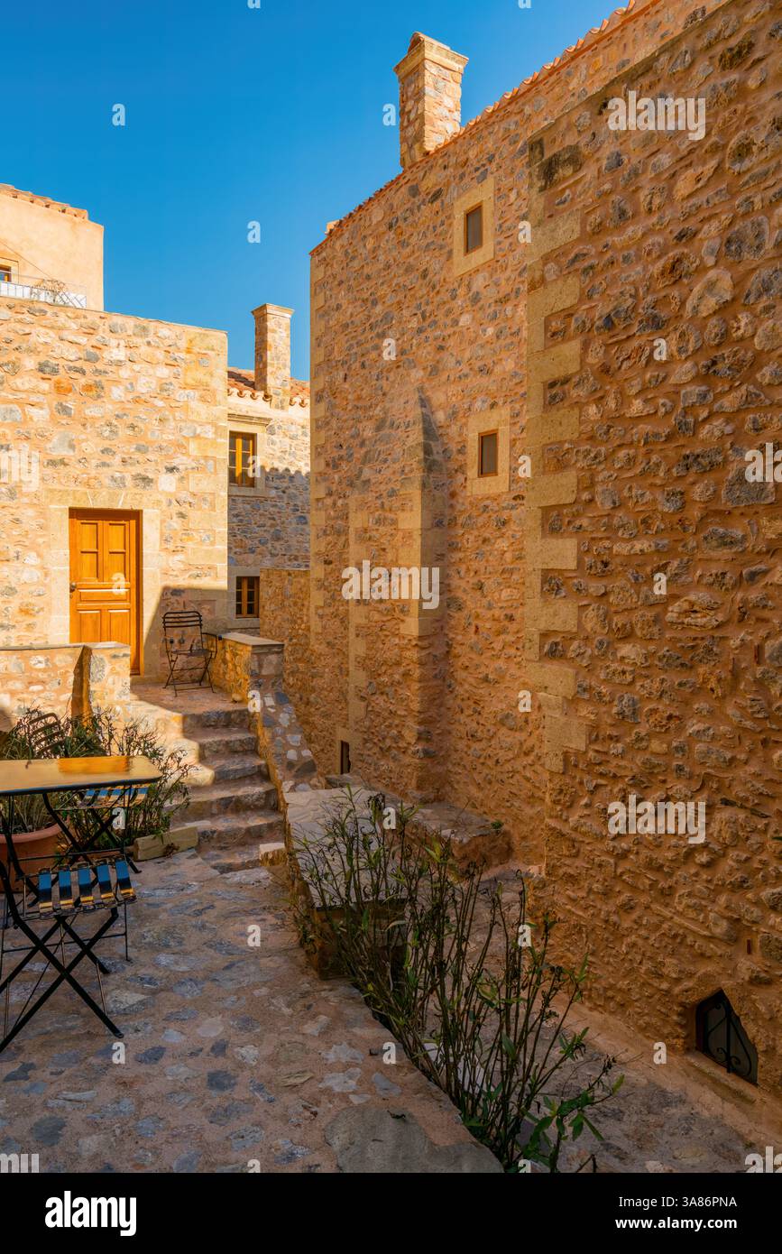 Maisons historiques en pierre, Monemvasia, Laconie, Grèce Banque D'Images