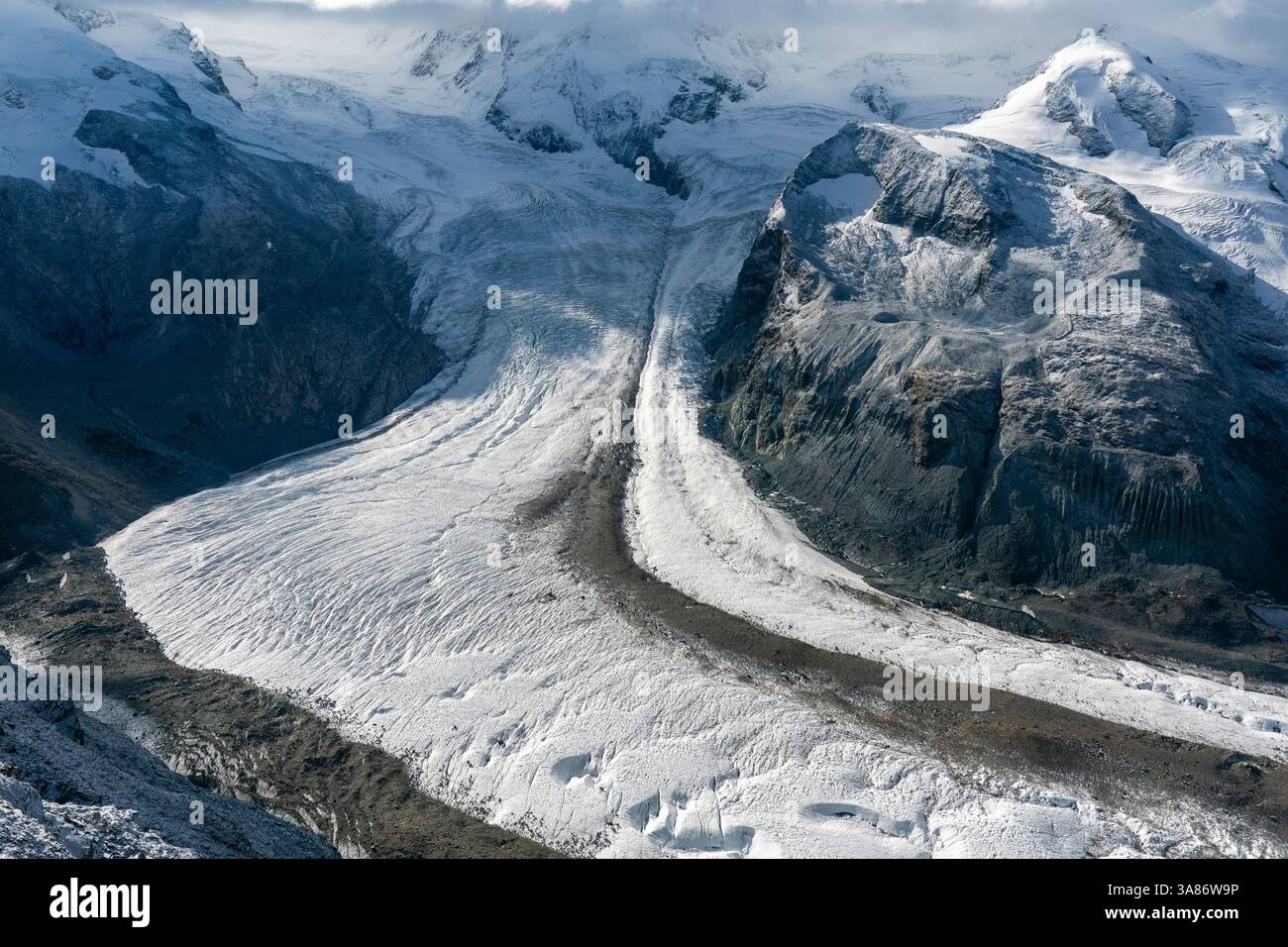 Glacier Gorner sur le massif du Monte Rosa, Zermatt, Canton Valais, Suisse Banque D'Images