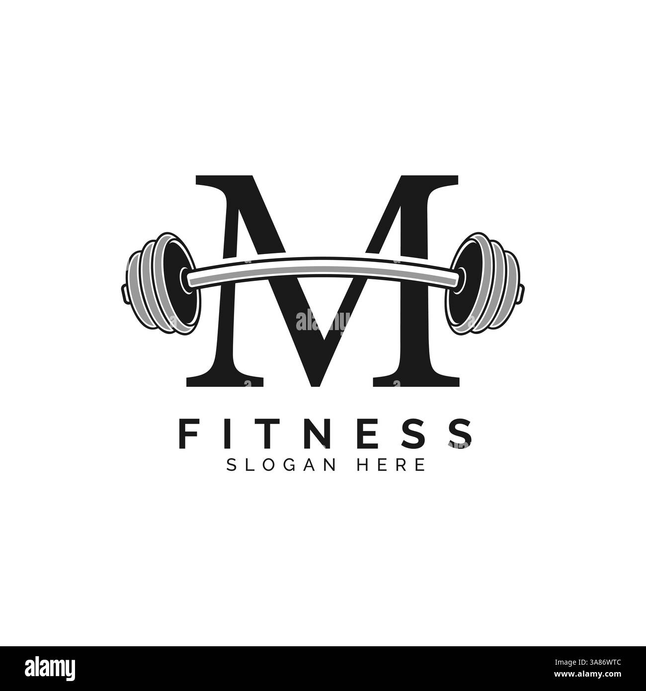 Logo lettre M Gym. Icône de symbole barre alphabet M. Illustration de Vecteur