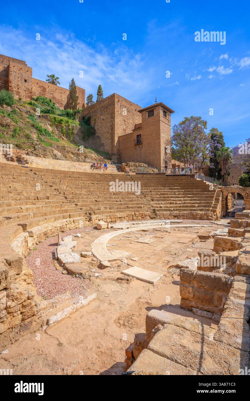 Alcazaba, théâtre romain, Malaga, Andalousie, Espagne Banque D'Images