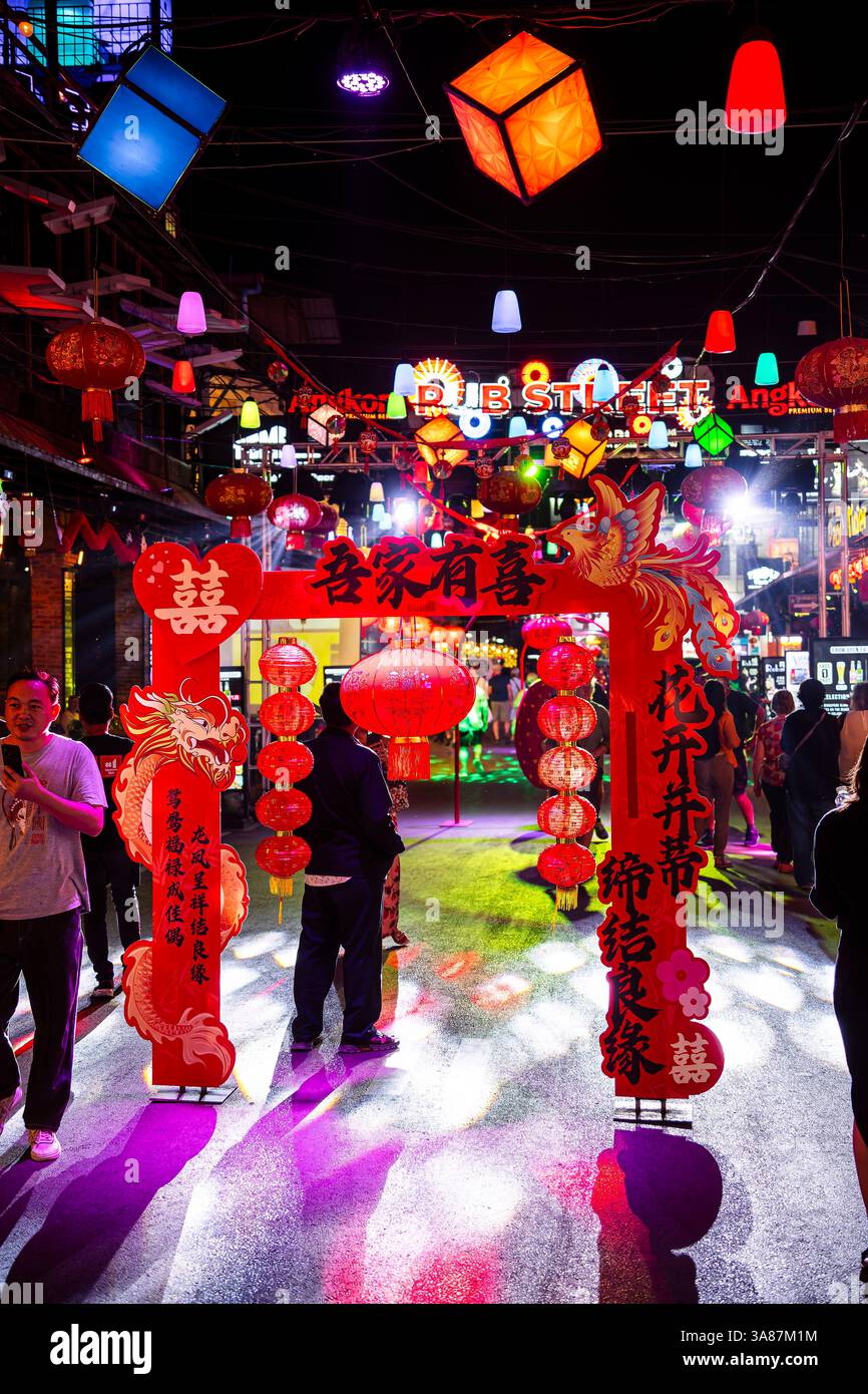 Siem Reap Pub Street, Cambodge Banque D'Images
