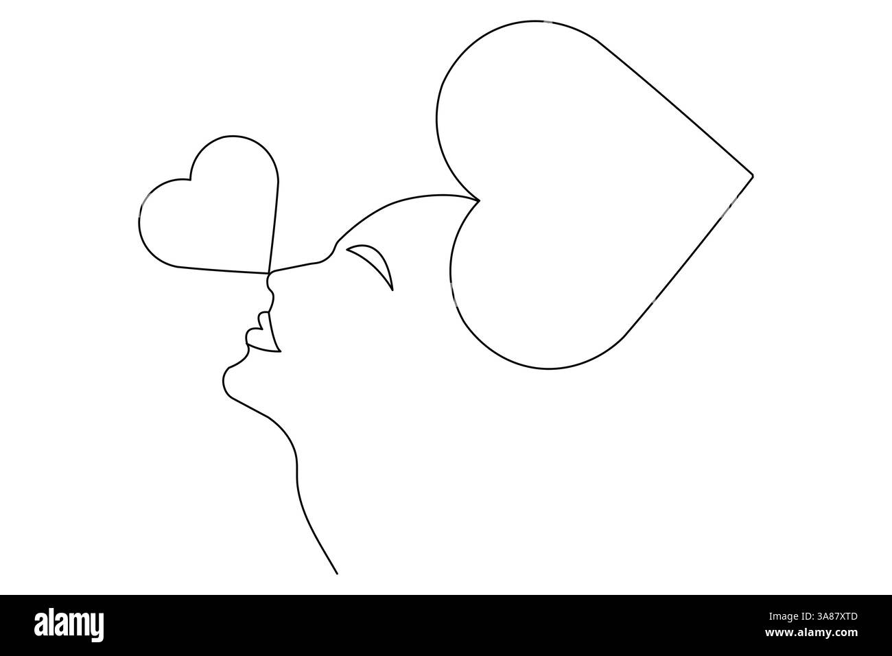 Dessin continu d'art à une ligne de forme d'amour d'illustration vectorielle de ligne de contour de forme dure Illustration de Vecteur