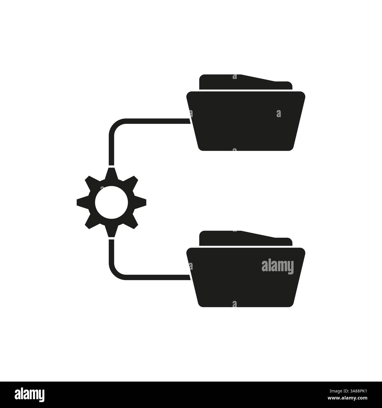 Icône de dossier. Symbole de synchronisation des engrenages. Illustration du transfert de données. Signe de fichier vectoriel. Illustration de Vecteur