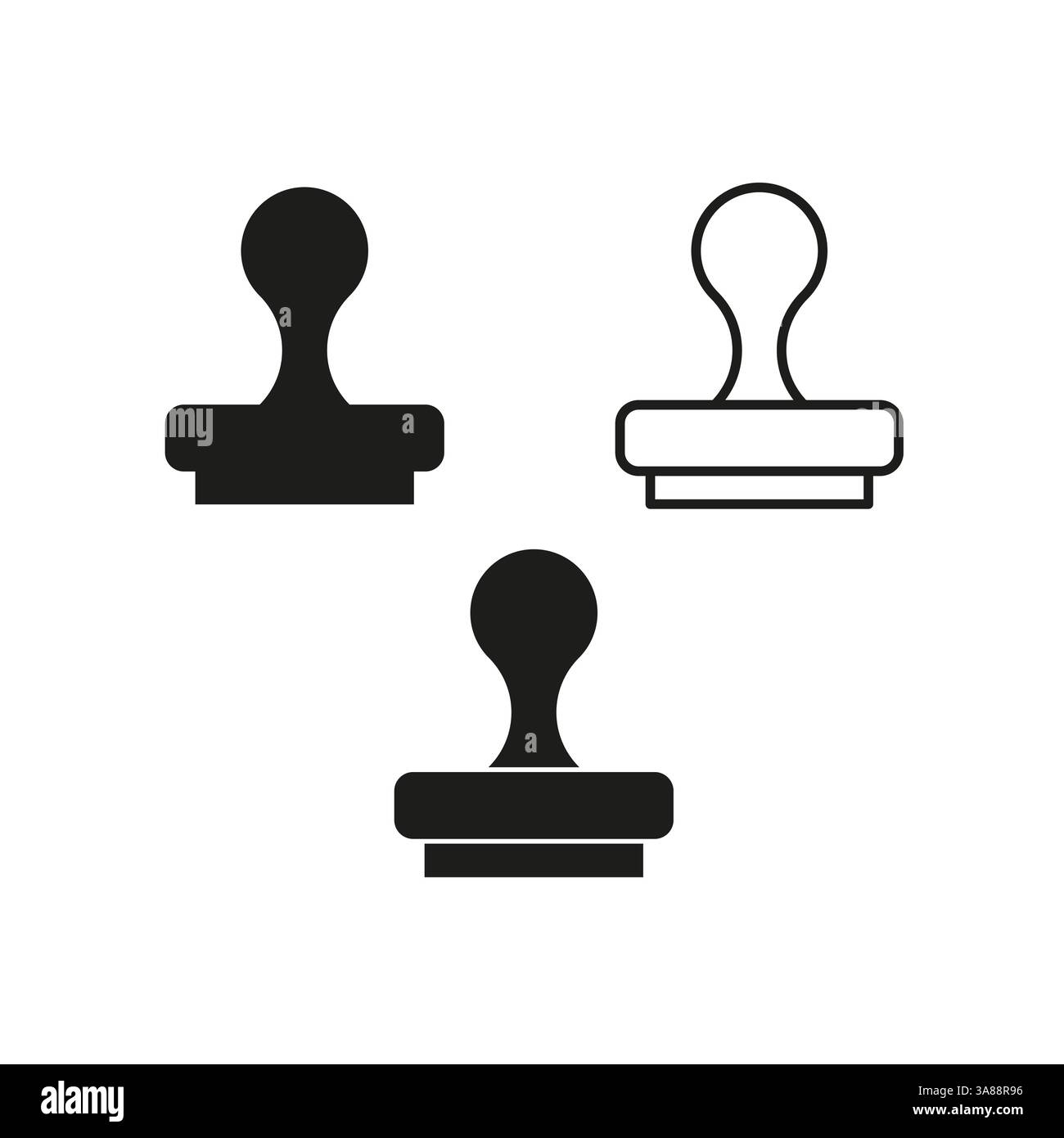 Icônes de tampon en caoutchouc. Formes de joint de bureau. Marque d'homologation Vector. Outil d'impression de marque. Illustration de Vecteur