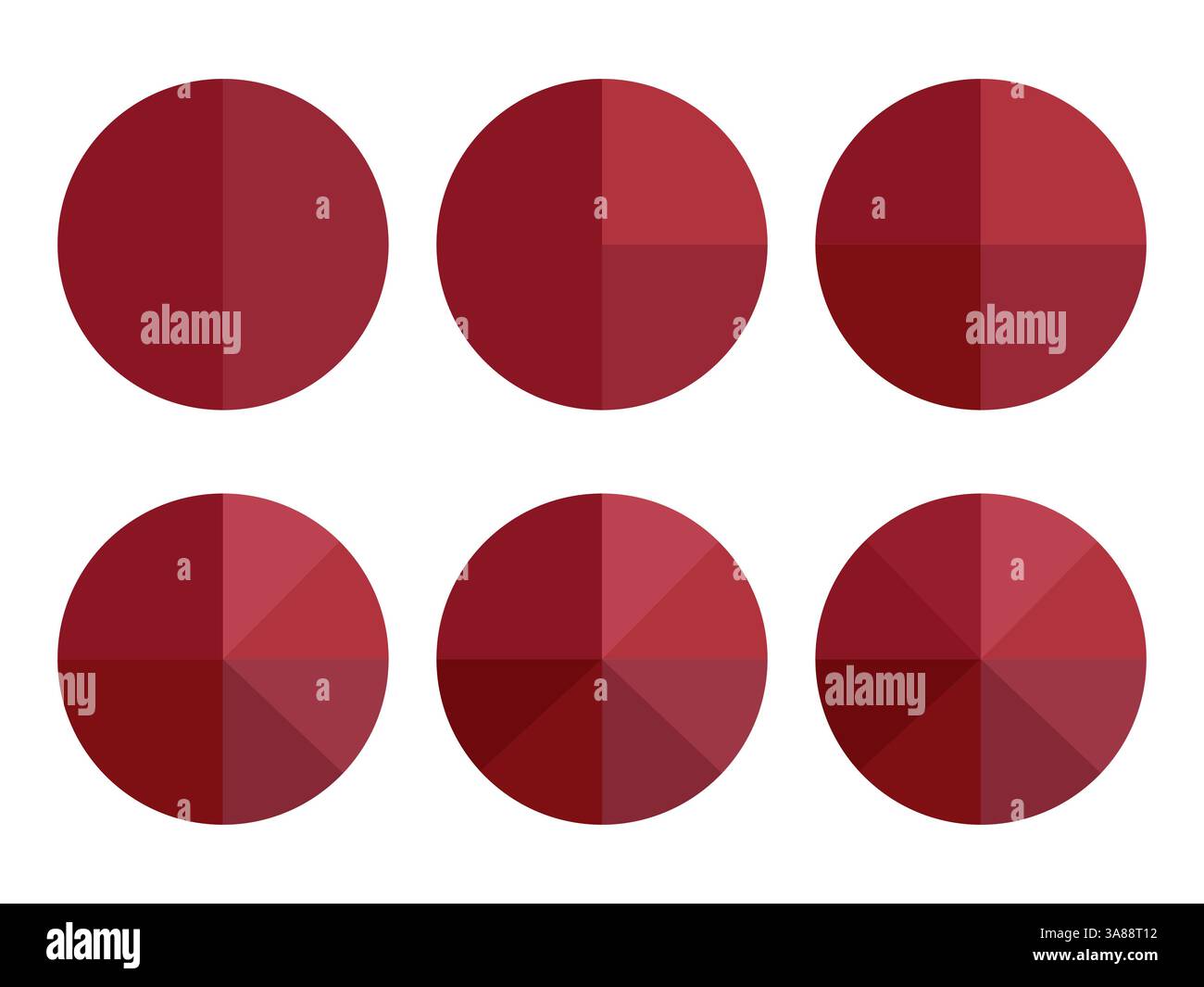Cercle dégradé défini. Variété de tons rouges. Icône abstraite circulaire. Formes vectorielles simples. Illustration de Vecteur