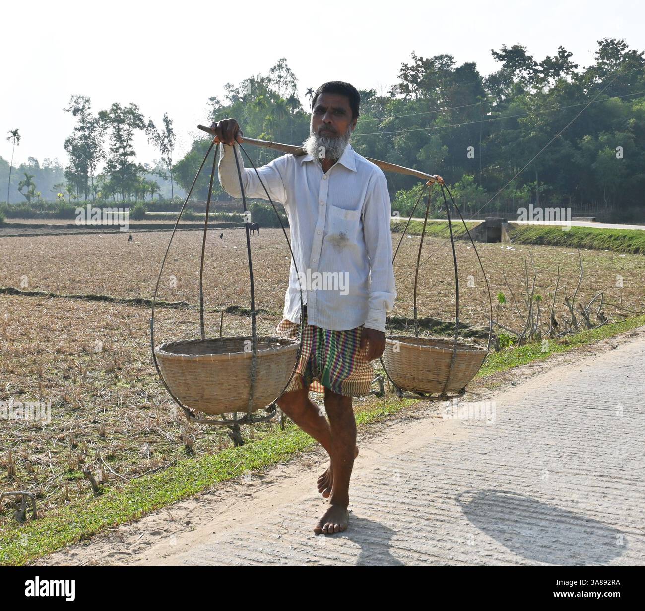 Homme dans la campagne bangladaise Banque D'Images
