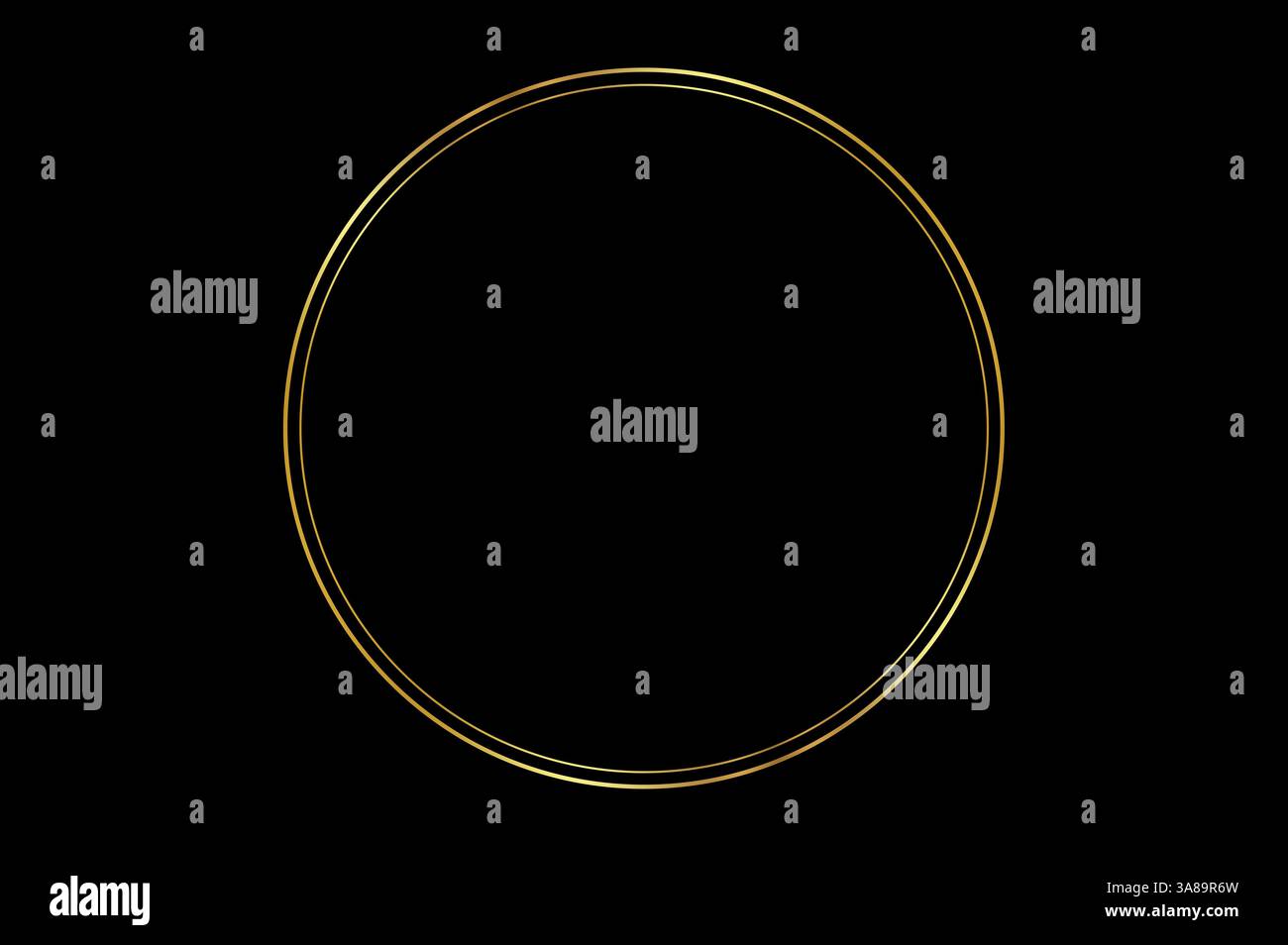 Bokeh de cadre de cercle d'or sur fond noir Banque D'Images