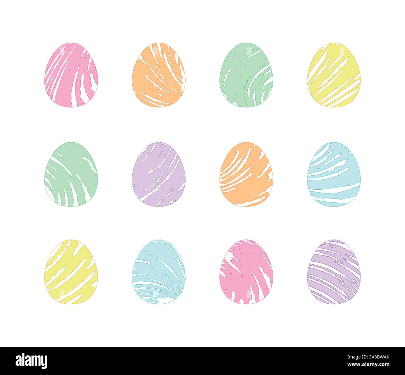 Doodles d'oeufs de Pâques, coloration tendance mignonne Illustration de Vecteur