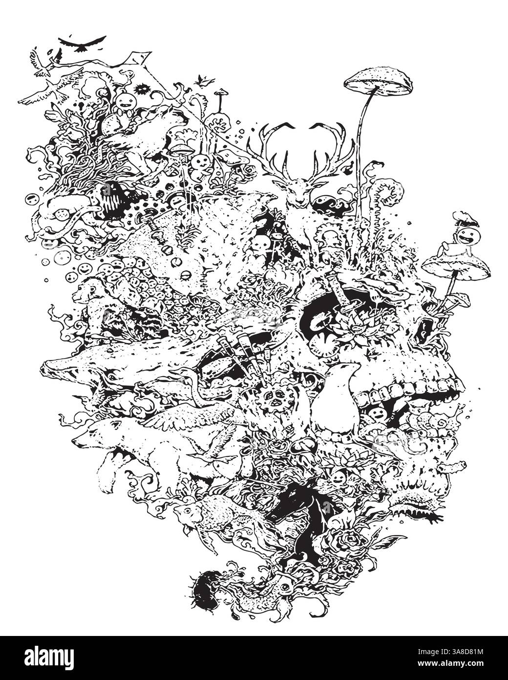 Illustration des dessins animés vectoriels de l'Ukraine. Arrière-plan des symboles, éléments et objets ukrainiens. Image amusante et simple. Tous les éléments sont séparés Illustration de Vecteur