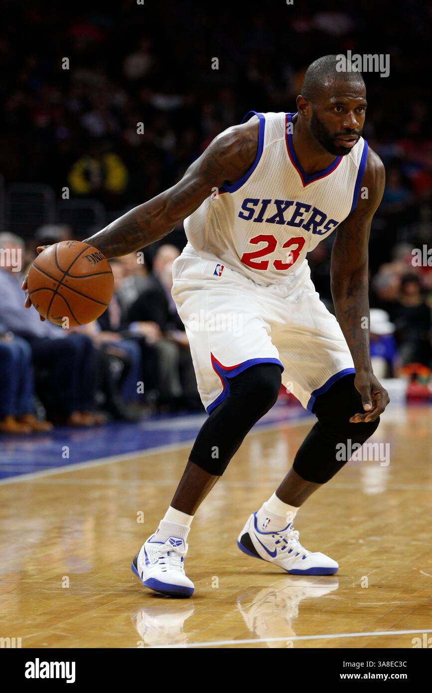 27 février 2015 : les 76ers de Philadelphie gardent Jason Richardson (23 ans) en action lors du match NBA entre les Wizards de Washington et les 76ers de Philadelphie au Wells Fargo Center à Philadelphie, en Pennsylvanie. Les 76ers de Philadelphie ont gagné 89-81.(image crédit : © Christopher Szagola/Cal Sport Media/ZUMAPRESS.com) Banque D'Images