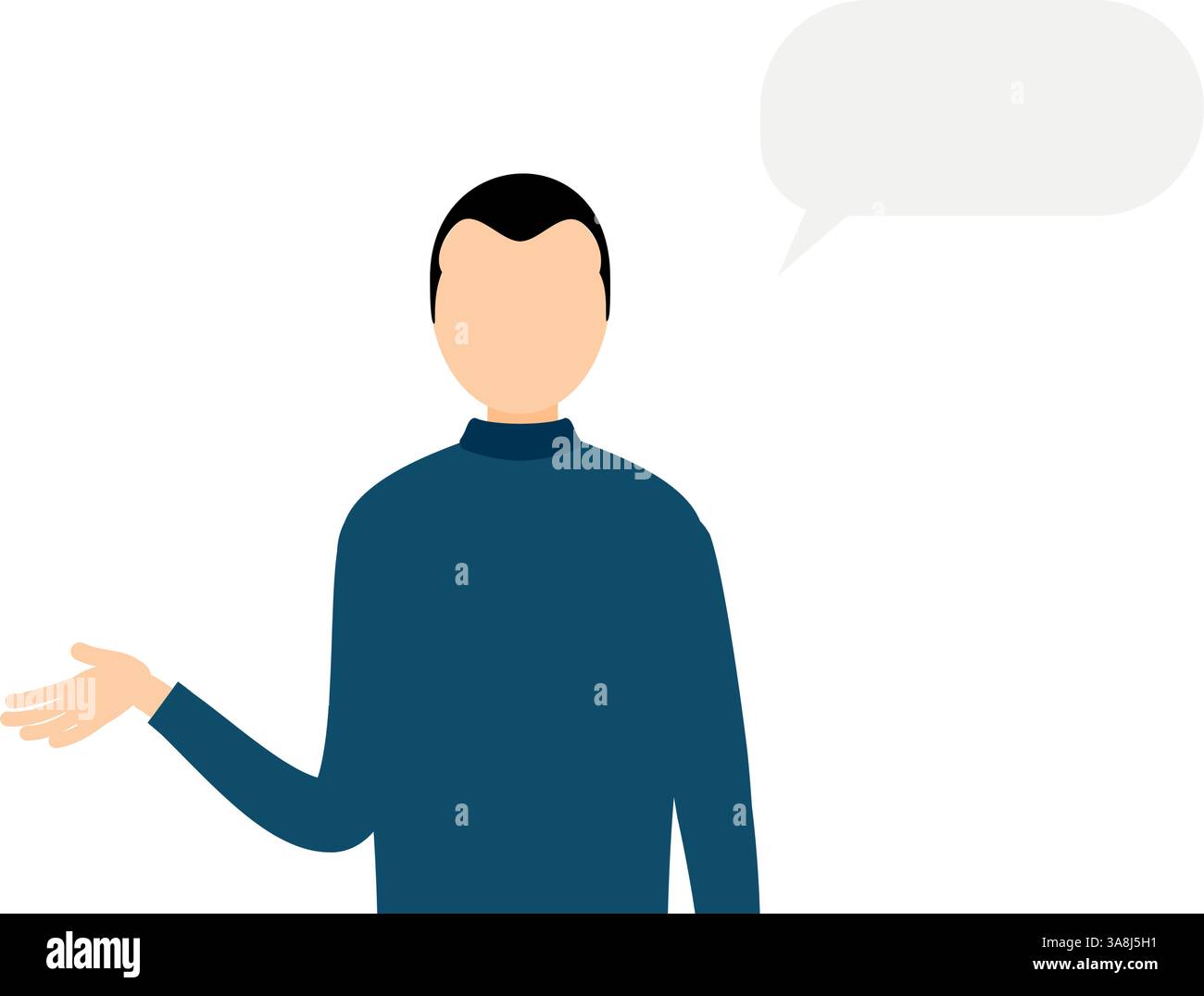 Illustration simple d'un homme dans un col roulé bleu parlant, illustration vectorielle Illustration de Vecteur