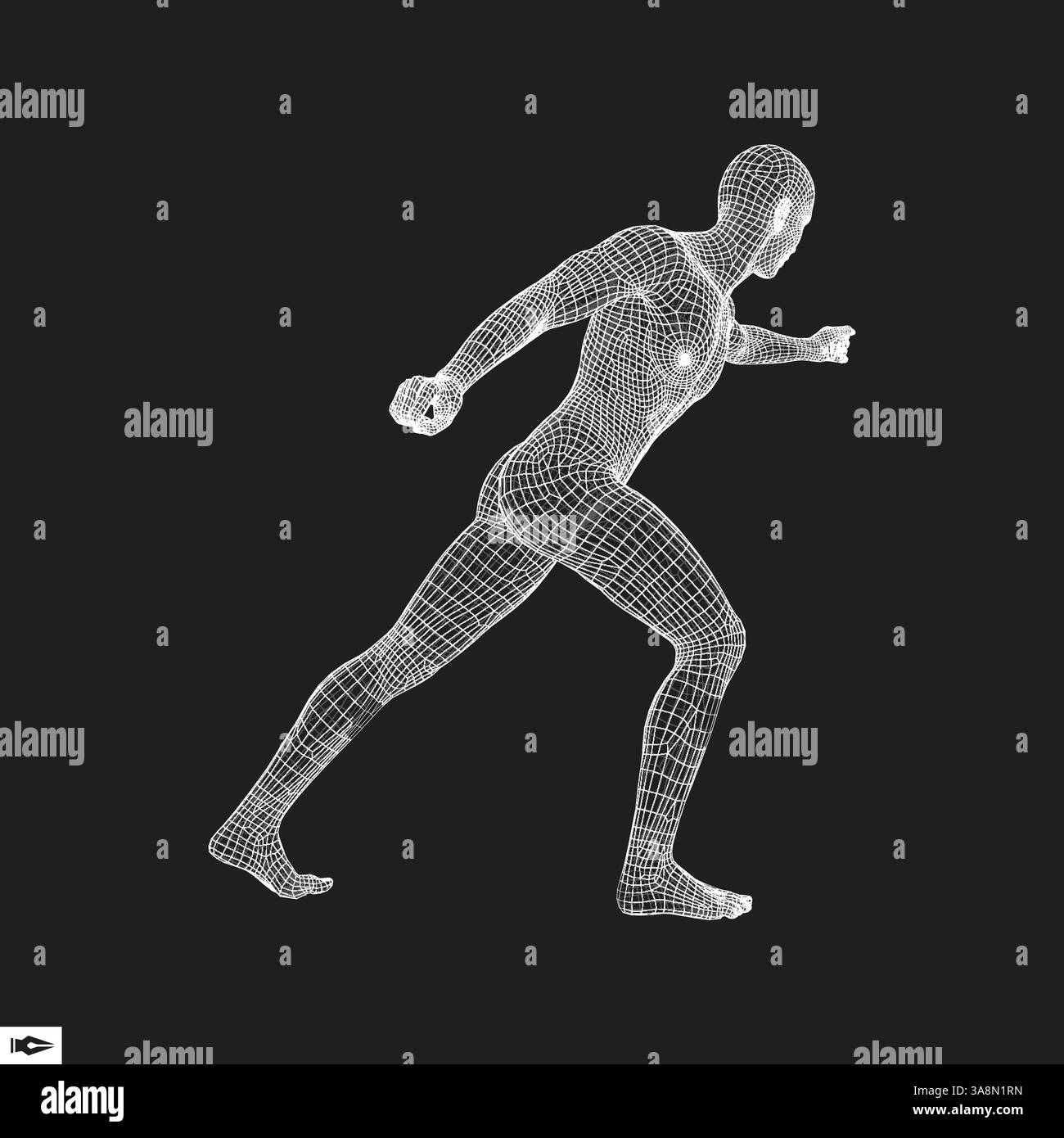 Fighter. Modèle 3D de l'homme. Corps humain. Symbole du sport. L'élément de conception. Vector Illustration. Illustration de Vecteur