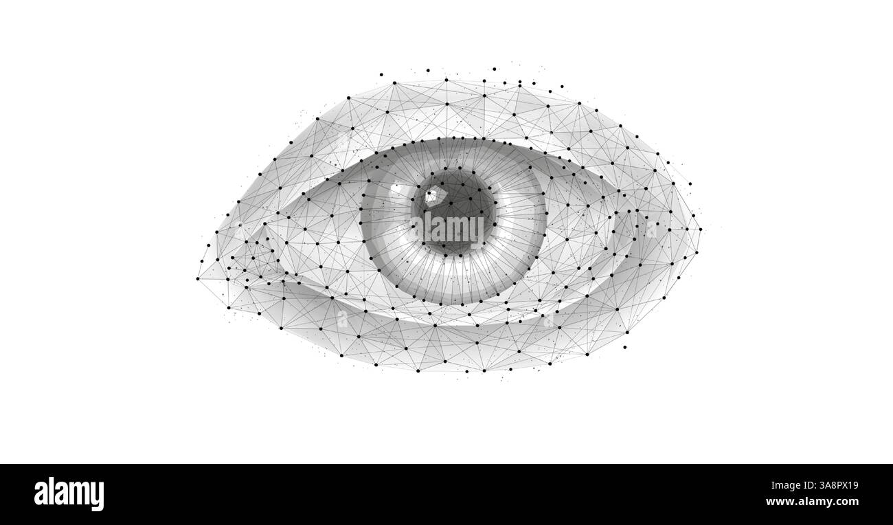Oeil humain isolé sur blanc. Concept ophtalmologique, maladie oculaire, vision digitale. Illustration de Vecteur