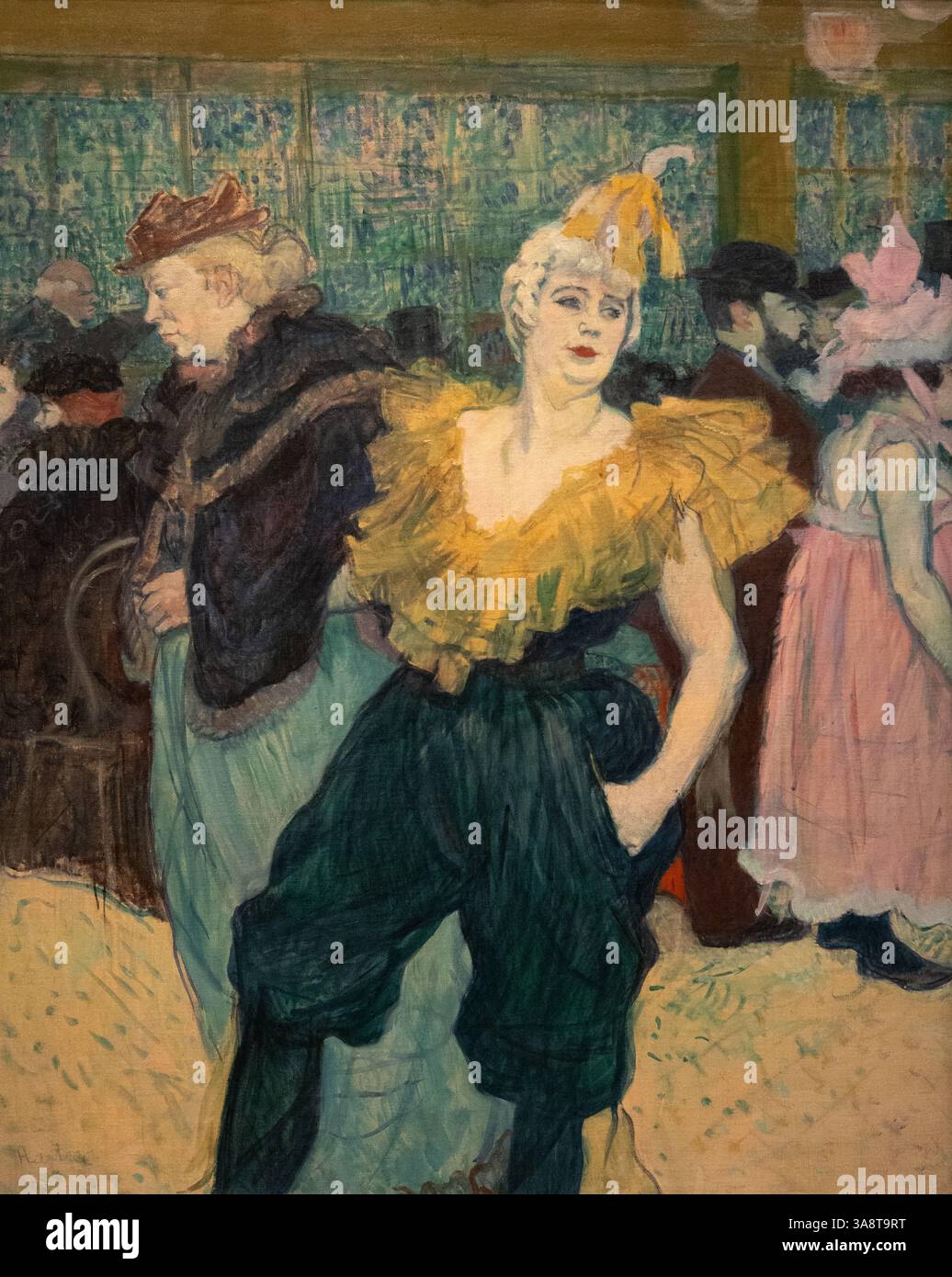 Henri de Toulouse-Lautrec peinture ; Toulouse Lautrec, 'le Clown Cha-U-Kao', 1895, le Moulin Rouge. Style de vie parisien du XIXe siècle et portrait de femme. Banque D'Images