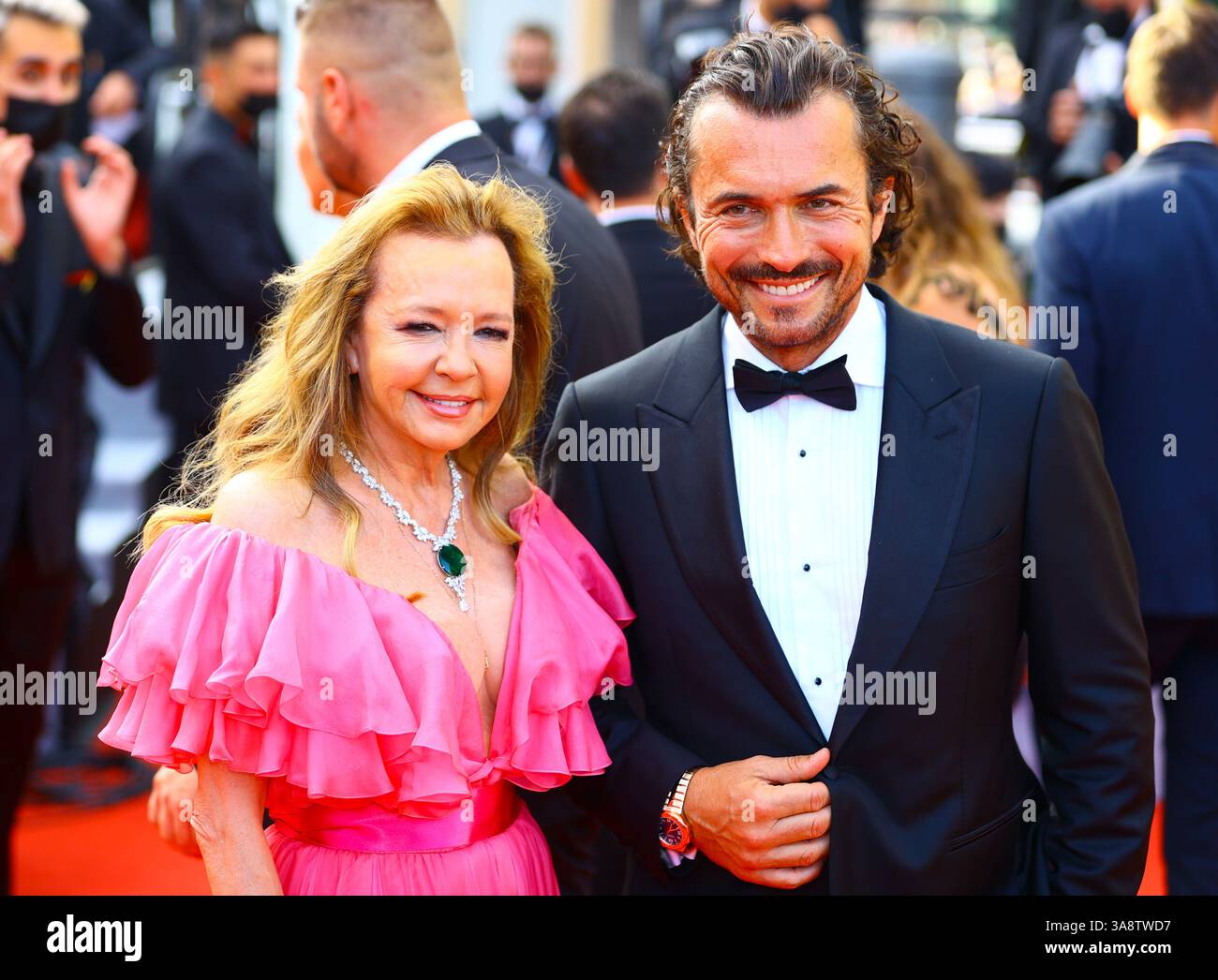 Cannes, France - 06 juillet 2021 : Festival de Cannes avec Caroline Scheufele, PDG de Chopard, et l'acteur français William Abadie Banque D'Images