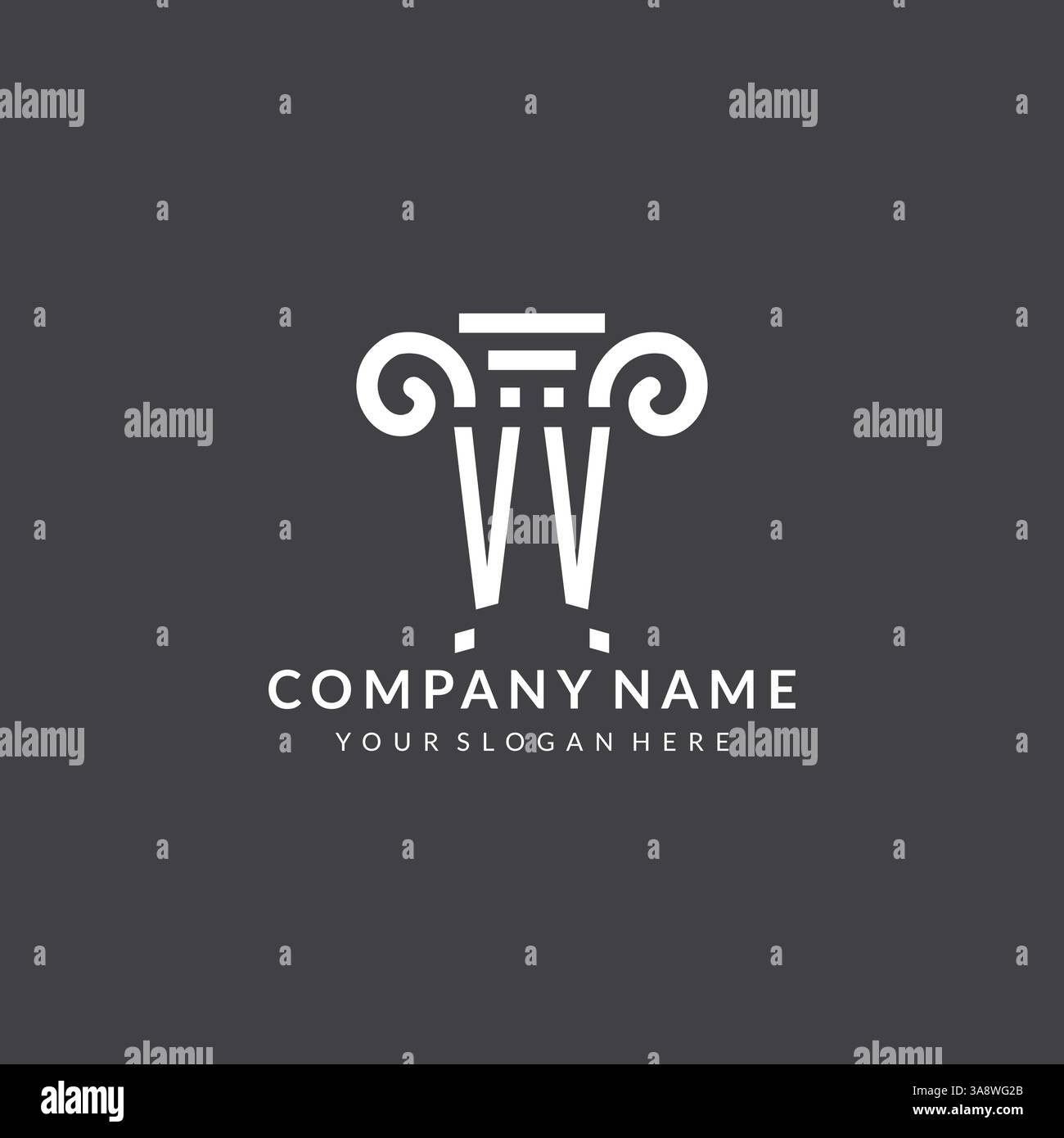 Logo Monogram VV pour cabinet d'avocats avec icône pilier dans un graphique vectoriel de style géométrique moderne et créatif Illustration de Vecteur