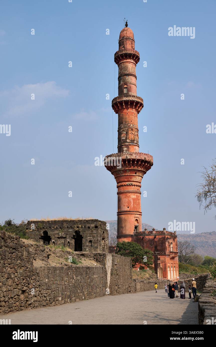 Chand Minar Minart in Deogiri Fort ou Daulatabad Fort ou ort Devgiri , Aurangabad, Inde, Asie Banque D'Images