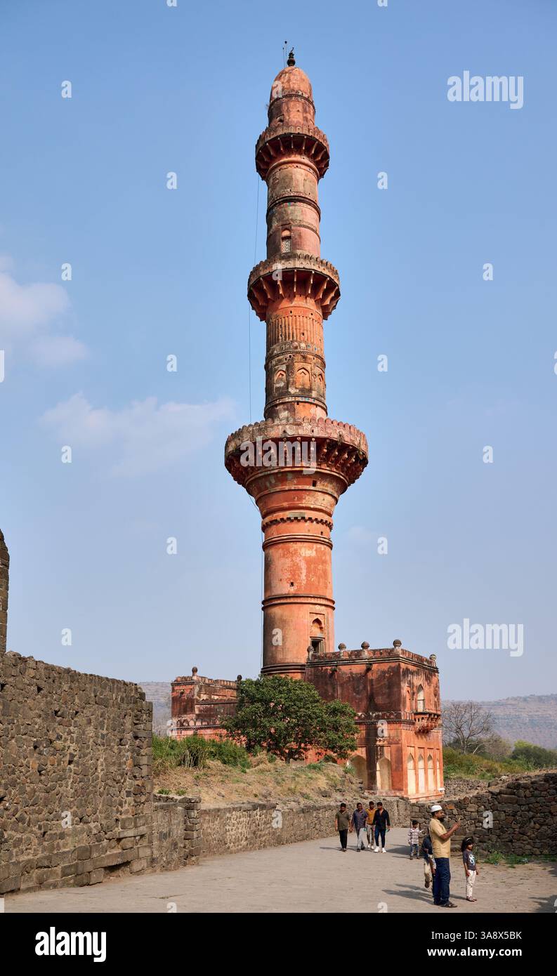 Chand Minar Minart in Deogiri Fort ou Daulatabad Fort ou ort Devgiri , Aurangabad, Inde, Asie Banque D'Images