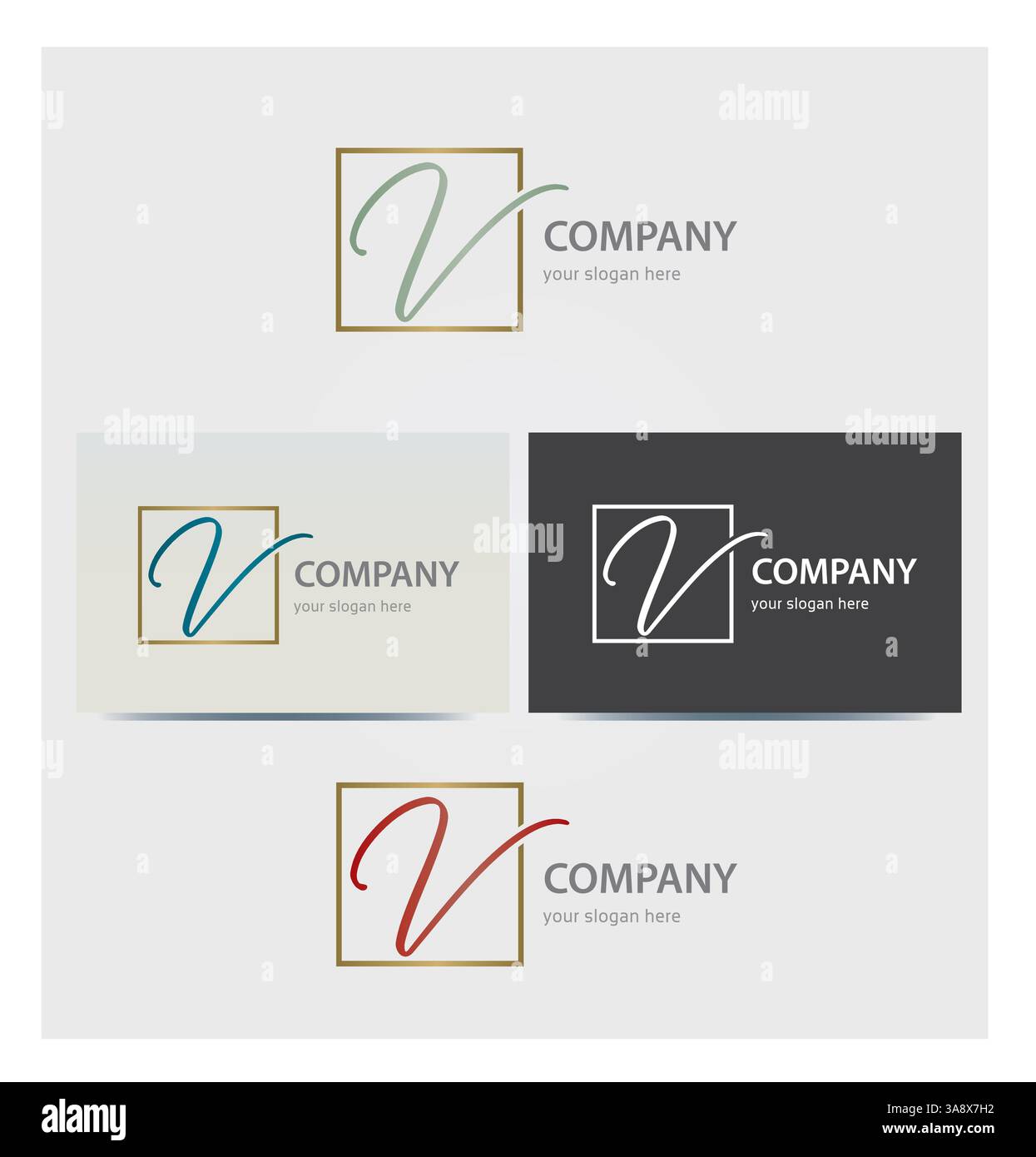 Lettre V icône, monogramme, logo initial pour entreprise dans différentes couleurs Illustration de Vecteur