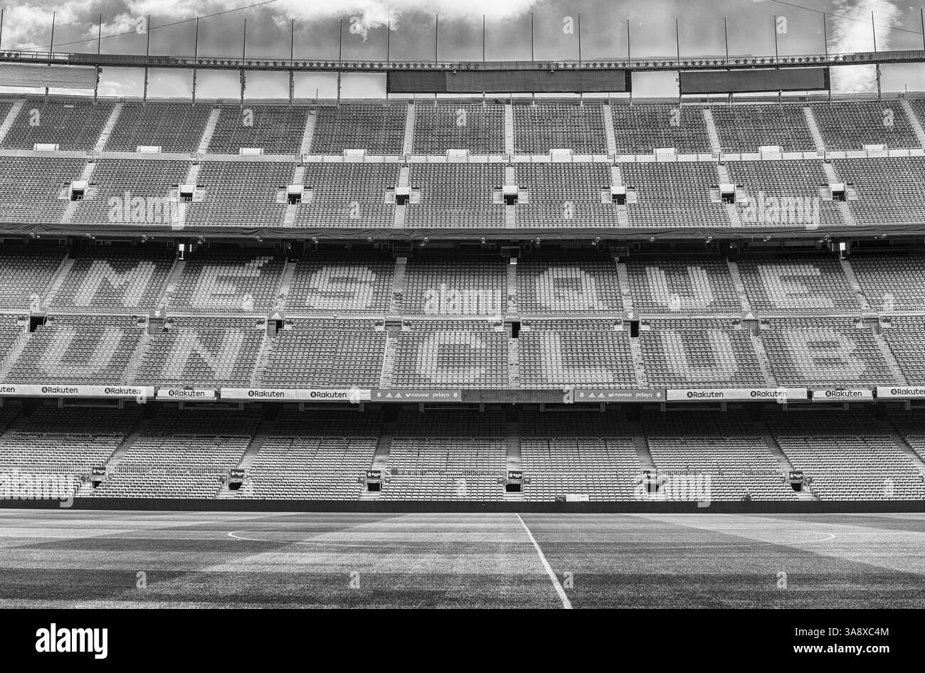 BARCELONE - 11 AOÛT : la devise de Barcelone, "mes que un club", signifiant "plus qu'un club", stade Camp Nou à Barcelone, Catalogne, Espagne, le 11 août Banque D'Images