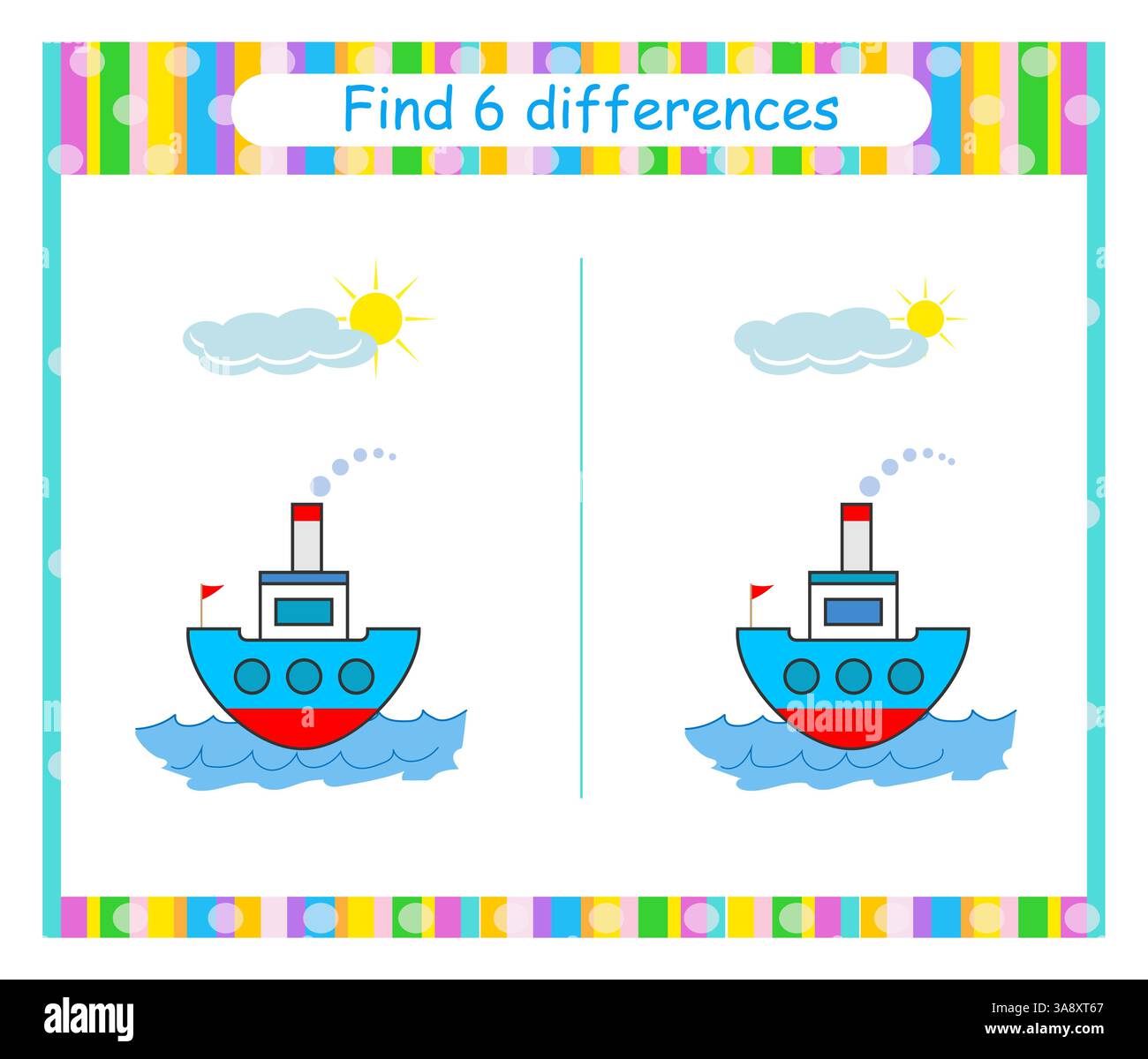 Trouvez 6 différences. Jeu de puzzle logique pour les enfants. Feuille de travail d'activité pour les enfants. Illustration vectorielle. Illustration de Vecteur