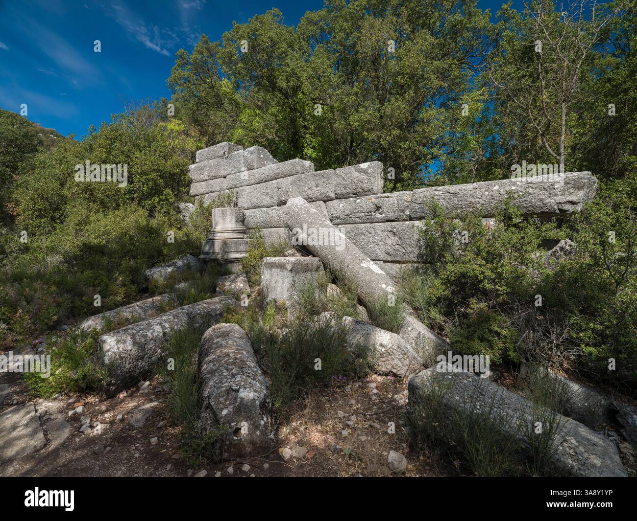 Les ruines de l'ancienne ville de Termessos. C'est l'un des sites archéologiques importants de Turquie. Région méditerranéenne Antalya province, pays Banque D'Images