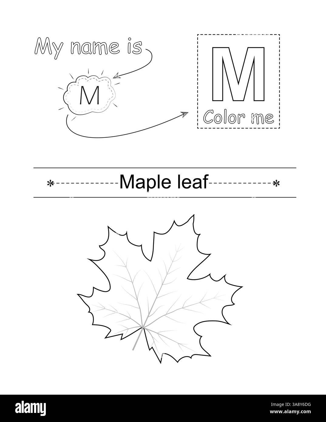 Livre de coloriage pour enfants. Lettre M. illustration vectorielle. Illustration de Vecteur