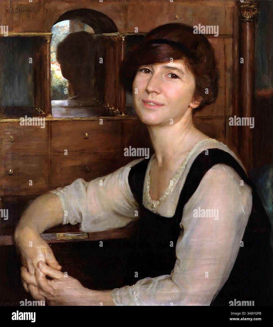 Freya Stark. Portrait de l'exploratrice britannique et italienne et écrivaine de voyages, Dame Freya Madeline Stark (1893-1993) par Herbert Arnould Olivier, huile sur toile, 1923 Banque D'Images
