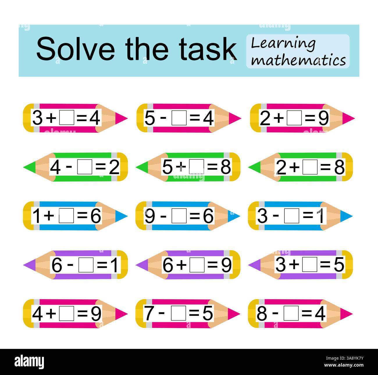 Apprentissage des mathématiques. Jeu de puzzle mathématique pour les enfants. Activité de feuille de travail préscolaire. Illustration vectorielle. Illustration de Vecteur