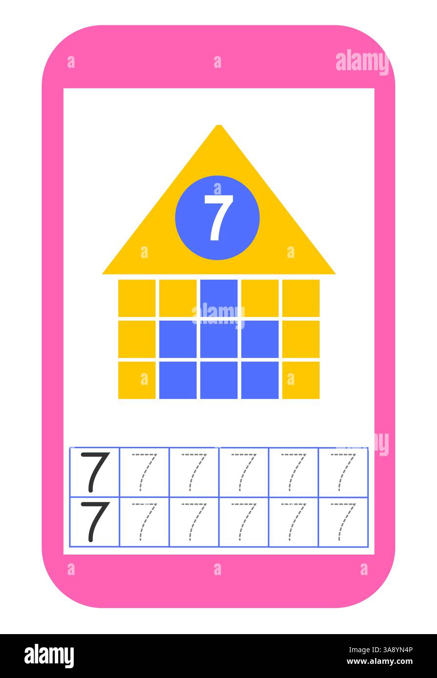 Matériel éducatif pour enfants. Activité de feuille de travail préscolaire. Feuille de travail pour les numéros de formation. Numéro 7. Illustration de Vecteur Matériel éducatif pour enfants. Activité de feuille de travail préscolaire. Feuille de travail pour les numéros de formation. Numéro 7. Illustration de Vecteur
