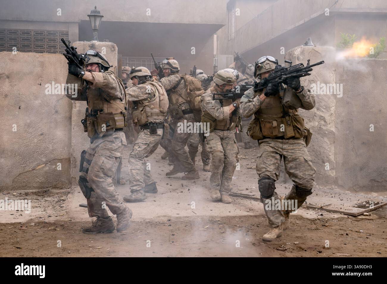 Scène de guerre Navy SEALs Banque D'Images