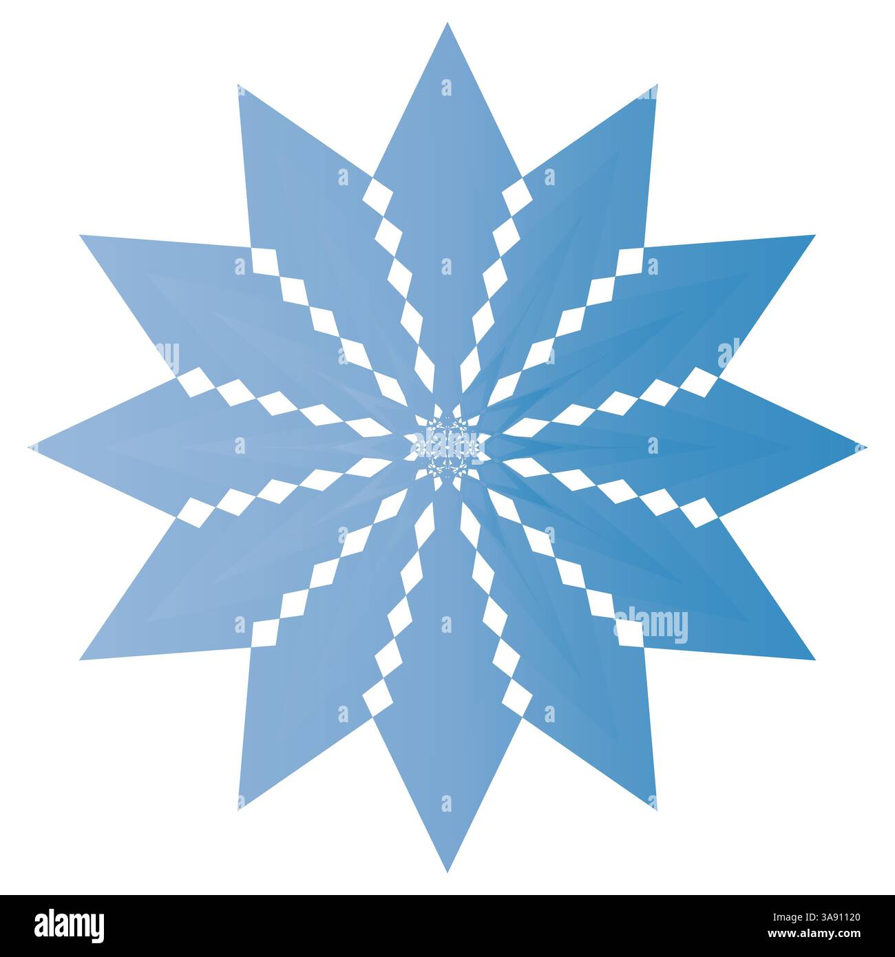 Motif géométrique d'étoile bleue avec effet dégradé sur fond blanc Illustration de Vecteur