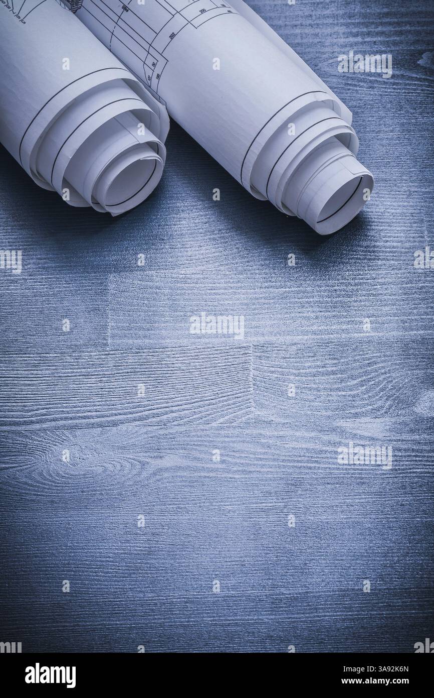 Plans roulés blancs de l'image copyspace en vue verticale Banque D'Images