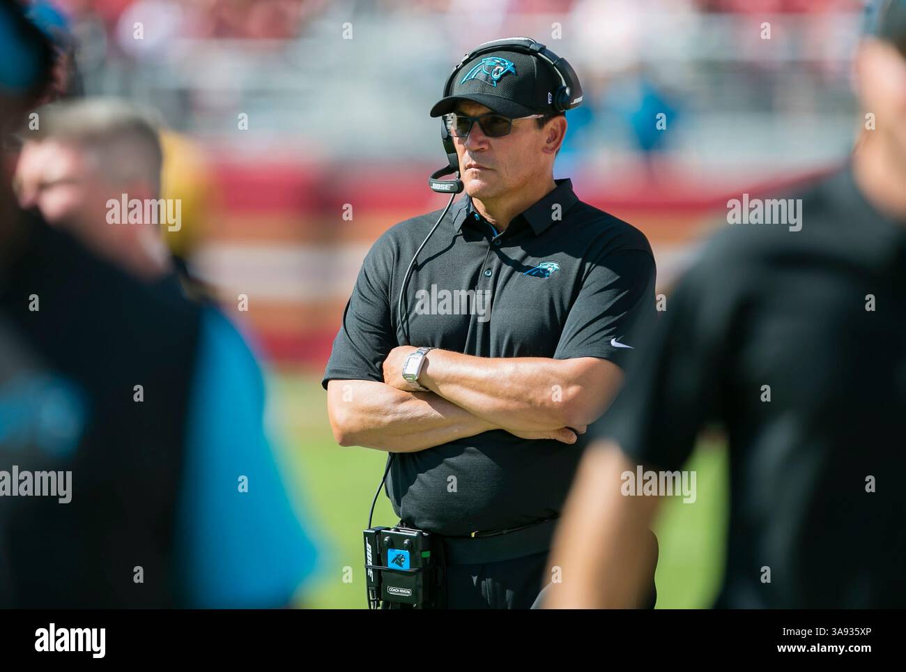 10 septembre 2017 : l'entraîneur-chef des Carolina Panthers, Ron Rivera, lors du match de football NFL entre les Carolina Panthers et les 49ers de San Francisco au Levi's Stadium de Santa Clara, EN CALIFORNIE, bat San Francisco 23-3. Damon Tarver/Cal Sport Media(image de crédit : &copy ; Damon Tarver/CSM via ZUMA Wire) Banque D'Images