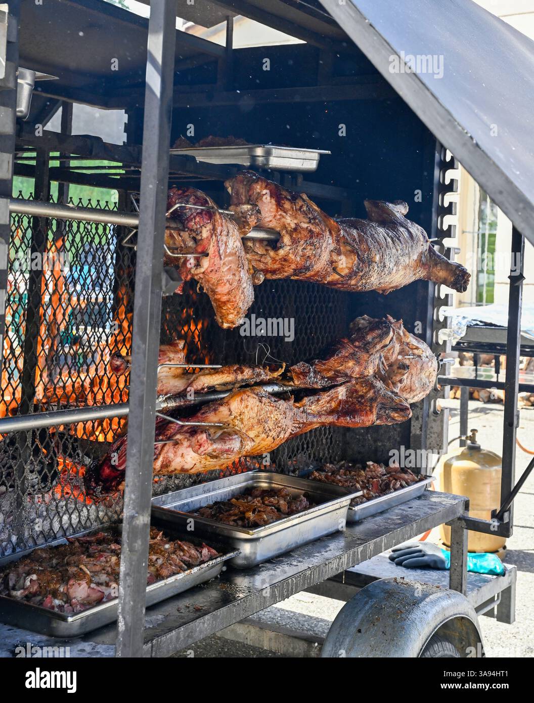 La 'Fête de l'Agneau' à Sisteron, France, est un événement annuel qui célèbre l'agneau Sisteron, la cuisine extérieure de l'agneau Banque D'Images