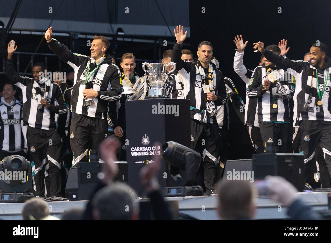 Newcastle, Royaume-Uni. 29 mars 2025. Newcastle a Uni ses célébrations le 29 mars 2025 en tant que vainqueur de la Carabao Cup 2025 Banque D'Images