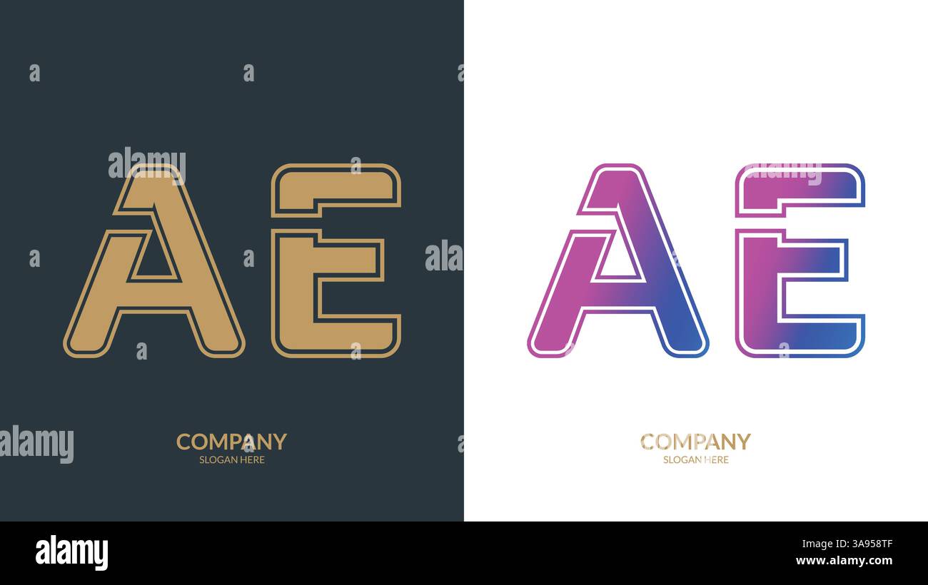 Éléments de modèle de conception d'icône de logo AE de lettre Illustration de Vecteur