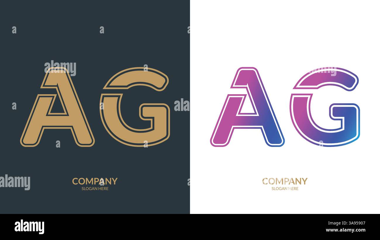 Modèle vectoriel de conception de logo Letter AG. Illustration de Vecteur