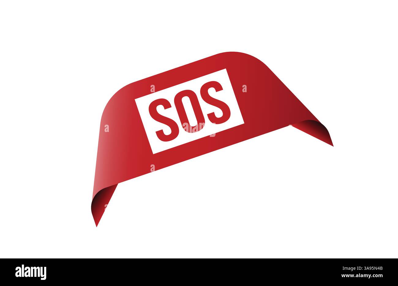 Bannière d'étiquette ruban rouge SOS. Ouvrir l'affiche ou l'étiquette SOS disponible maintenant. Illustration de Vecteur