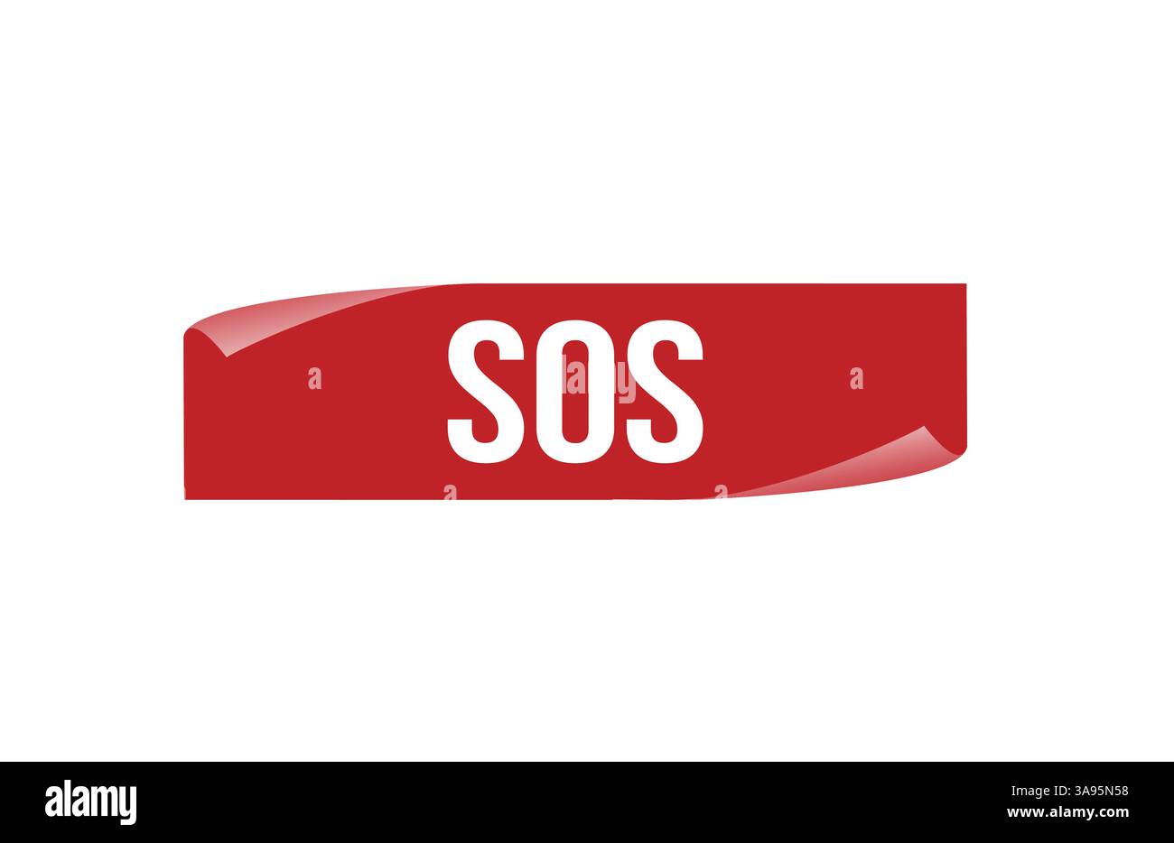 Bannière d'étiquette ruban rouge SOS. Ouvrir l'affiche ou l'étiquette SOS disponible maintenant. Illustration de Vecteur